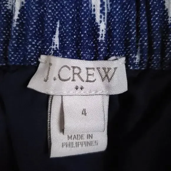 J.Crew Aztec Western Linen Blue Skirt Feather Design Pocket Paper Bag Waist 4 - Picture 5 of 8